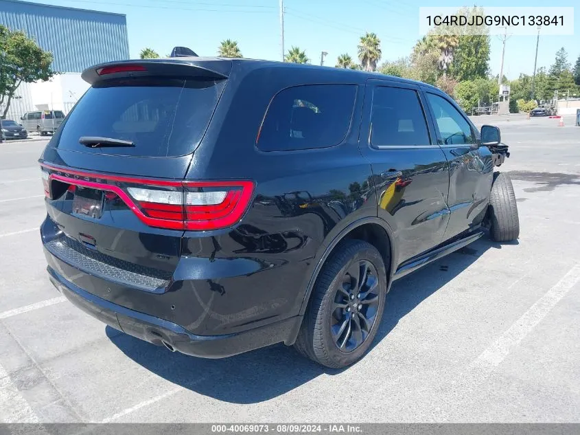 2022 Dodge Durango Gt Plus Awd VIN: 1C4RDJDG9NC133841 Lot: 40069073