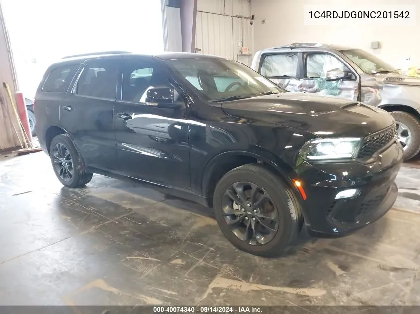 2022 Dodge Durango Gt Plus Awd VIN: 1C4RDJDG0NC201542 Lot: 40074340