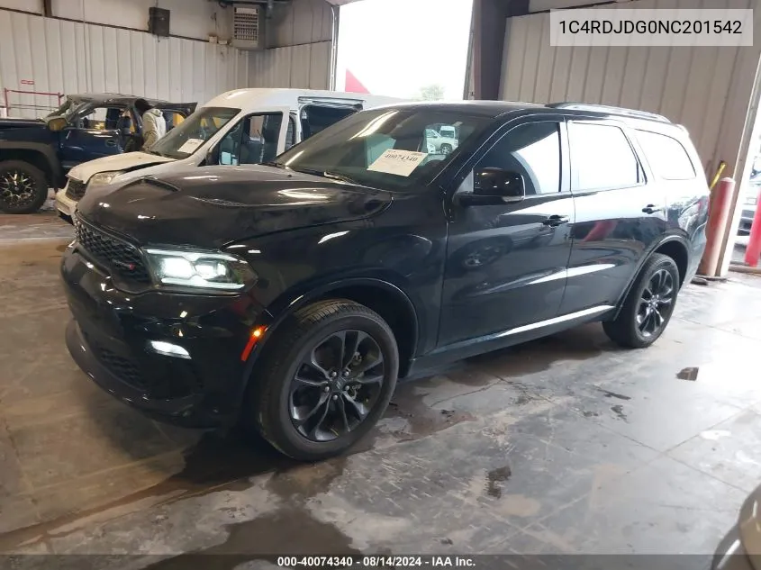 2022 Dodge Durango Gt Plus Awd VIN: 1C4RDJDG0NC201542 Lot: 40074340