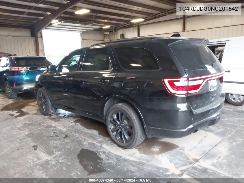 2022 Dodge Durango Gt Plus Awd VIN: 1C4RDJDG0NC201542 Lot: 40074340