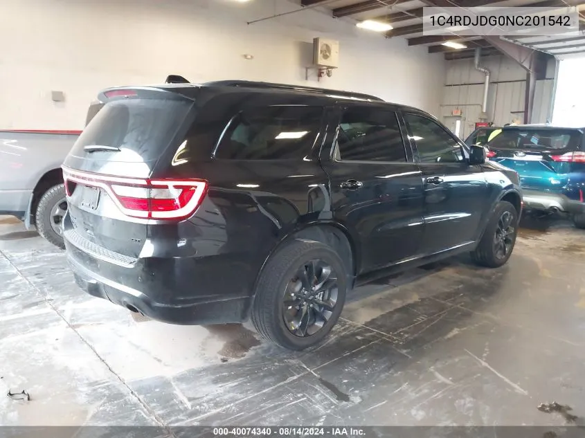 2022 Dodge Durango Gt Plus Awd VIN: 1C4RDJDG0NC201542 Lot: 40074340