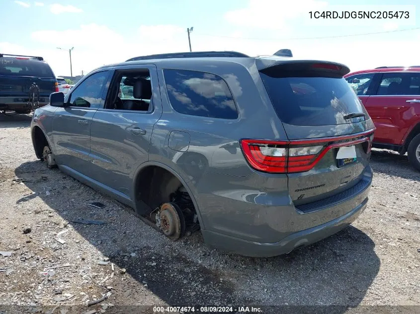 2022 Dodge Durango Gt Plus Awd VIN: 1C4RDJDG5NC205473 Lot: 40074674