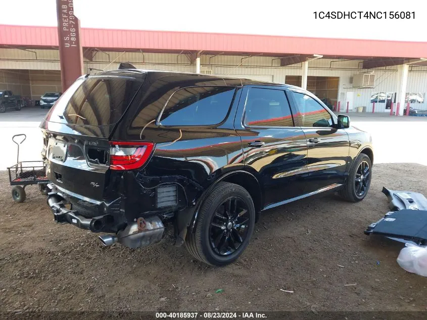 2022 Dodge Durango R/T Rwd VIN: 1C4SDHCT4NC156081 Lot: 40185937