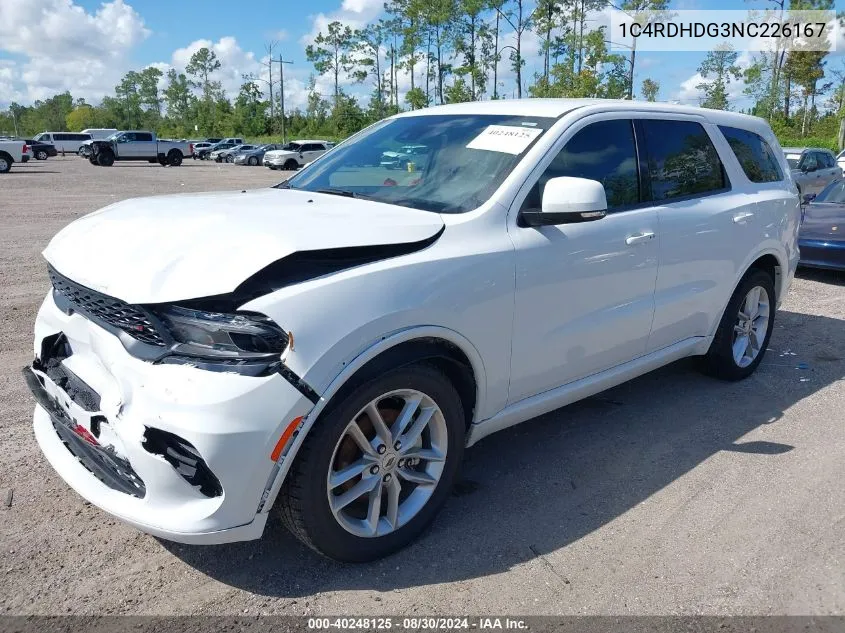 2022 Dodge Durango Gt Plus Rwd VIN: 1C4RDHDG3NC226167 Lot: 40248125