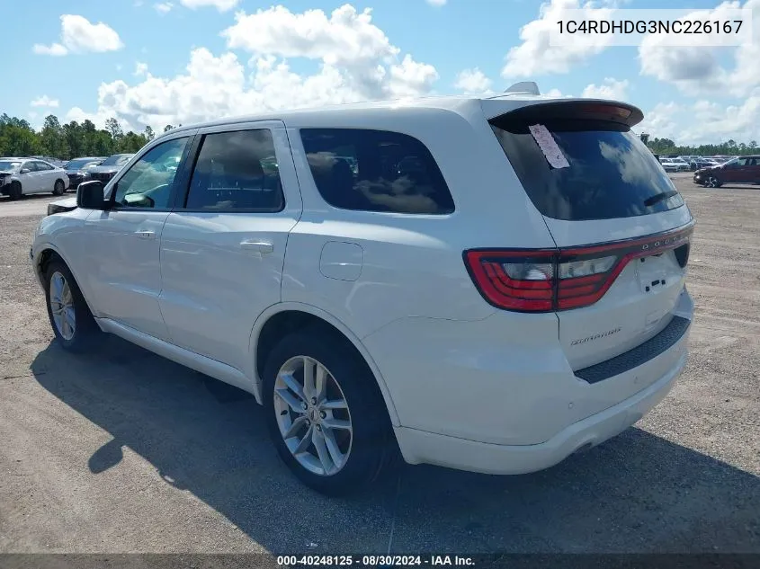 1C4RDHDG3NC226167 2022 Dodge Durango Gt Plus Rwd