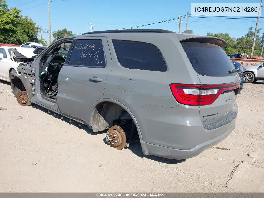 2022 Dodge Durango Gt VIN: 1C4RDJDG7NC214286 Lot: 40262748