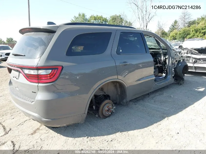 2022 Dodge Durango Gt VIN: 1C4RDJDG7NC214286 Lot: 40262748