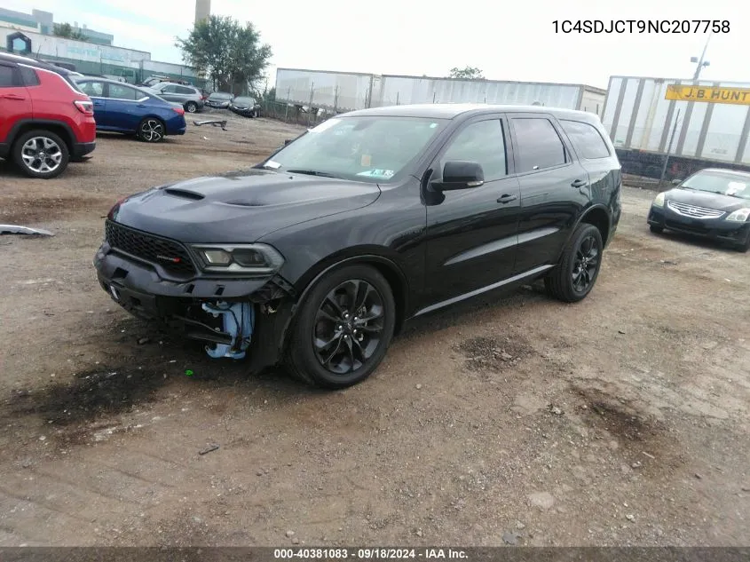 1C4SDJCT9NC207758 2022 Dodge Durango R/T Awd