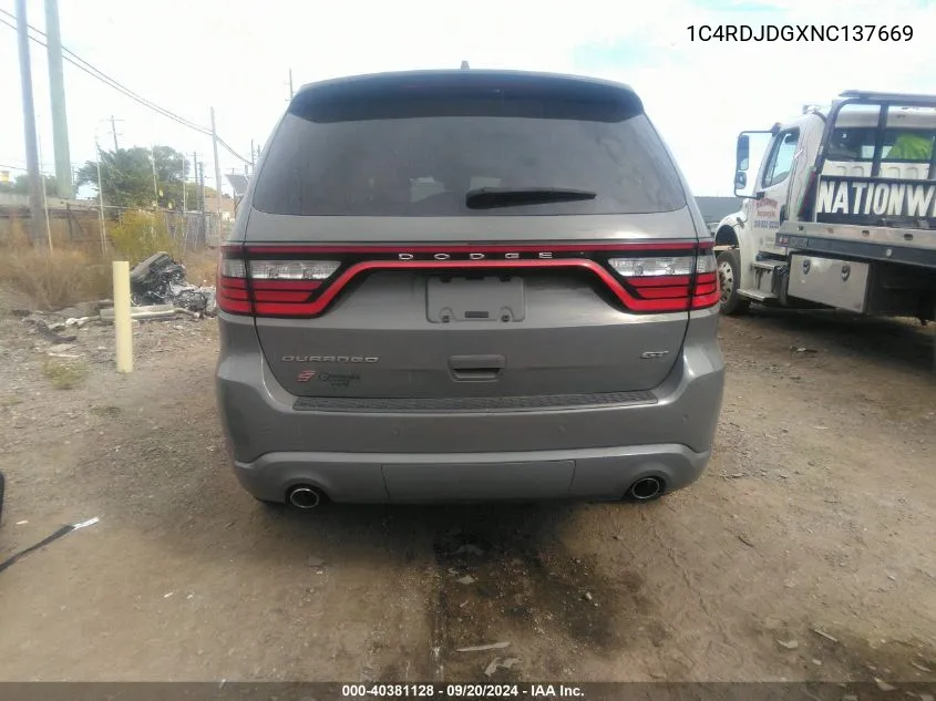 1C4RDJDGXNC137669 2022 Dodge Durango Gt Plus Awd