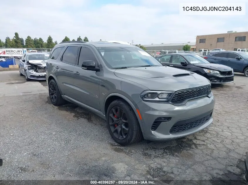 2022 Dodge Durango Srt 392 Awd VIN: 1C4SDJGJ0NC204143 Lot: 40396257