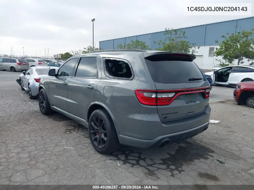 1C4SDJGJ0NC204143 2022 Dodge Durango Srt 392 Awd