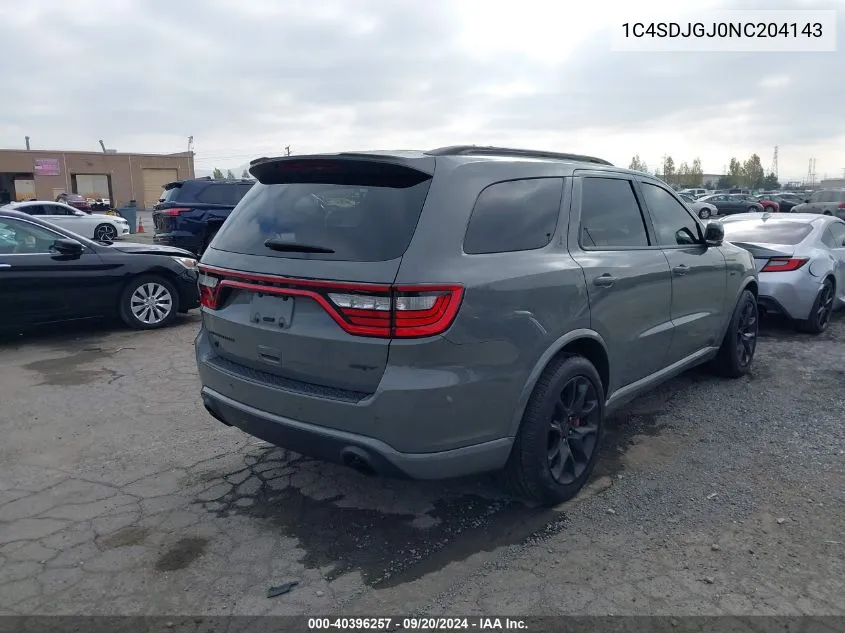 2022 Dodge Durango Srt 392 Awd VIN: 1C4SDJGJ0NC204143 Lot: 40396257