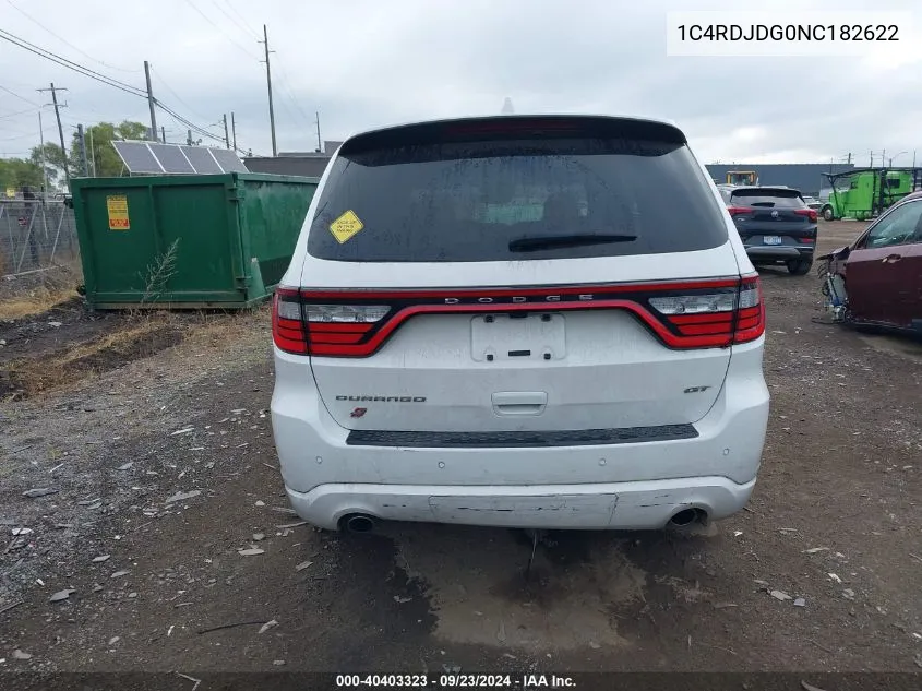 2022 Dodge Durango Gt Plus Awd VIN: 1C4RDJDG0NC182622 Lot: 40403323