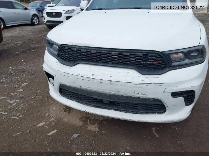 1C4RDJDG0NC182622 2022 Dodge Durango Gt Plus Awd