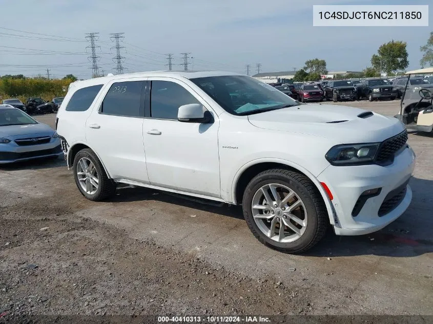 2022 Dodge Durango R/T Awd VIN: 1C4SDJCT6NC211850 Lot: 40410313