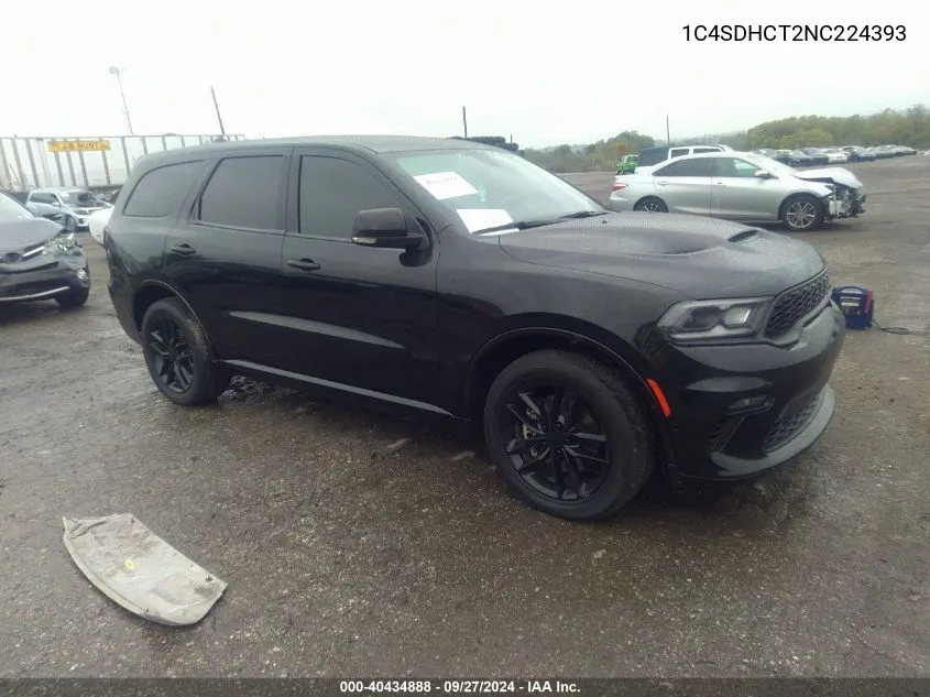 2022 Dodge Durango R/T Rwd VIN: 1C4SDHCT2NC224393 Lot: 40434888