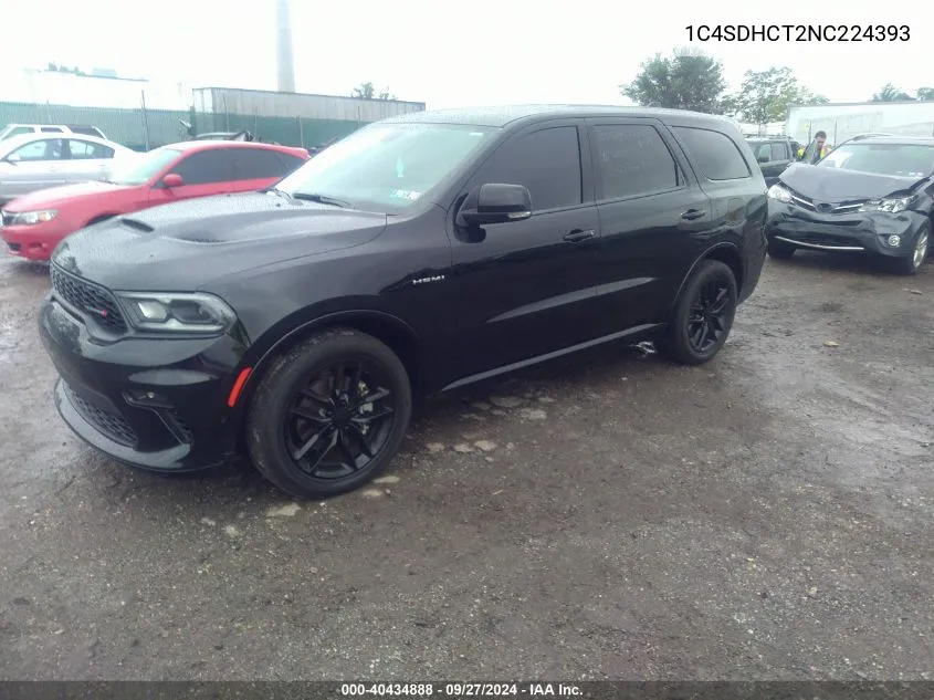 2022 Dodge Durango R/T Rwd VIN: 1C4SDHCT2NC224393 Lot: 40434888