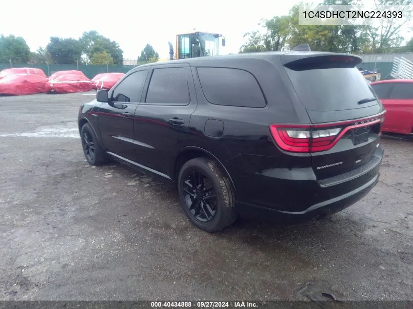 2022 Dodge Durango R/T Rwd VIN: 1C4SDHCT2NC224393 Lot: 40434888