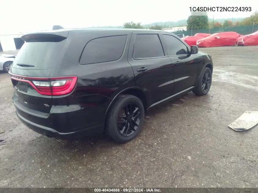 2022 Dodge Durango R/T Rwd VIN: 1C4SDHCT2NC224393 Lot: 40434888