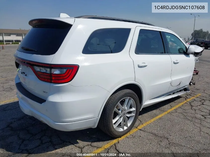 1C4RDJDG5NC107608 2022 Dodge Durango Gt Plus Awd