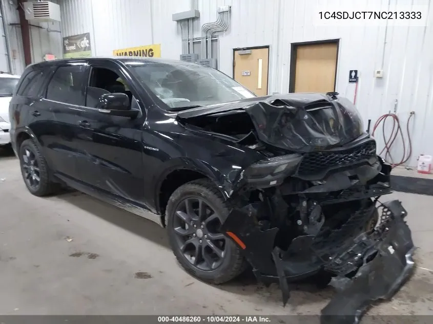 2022 Dodge Durango R/T Awd VIN: 1C4SDJCT7NC213333 Lot: 40486260