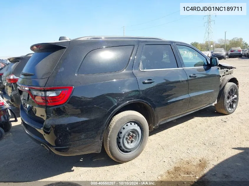 2022 Dodge Durango Gt Plus Awd VIN: 1C4RDJDG1NC189711 Lot: 40550207