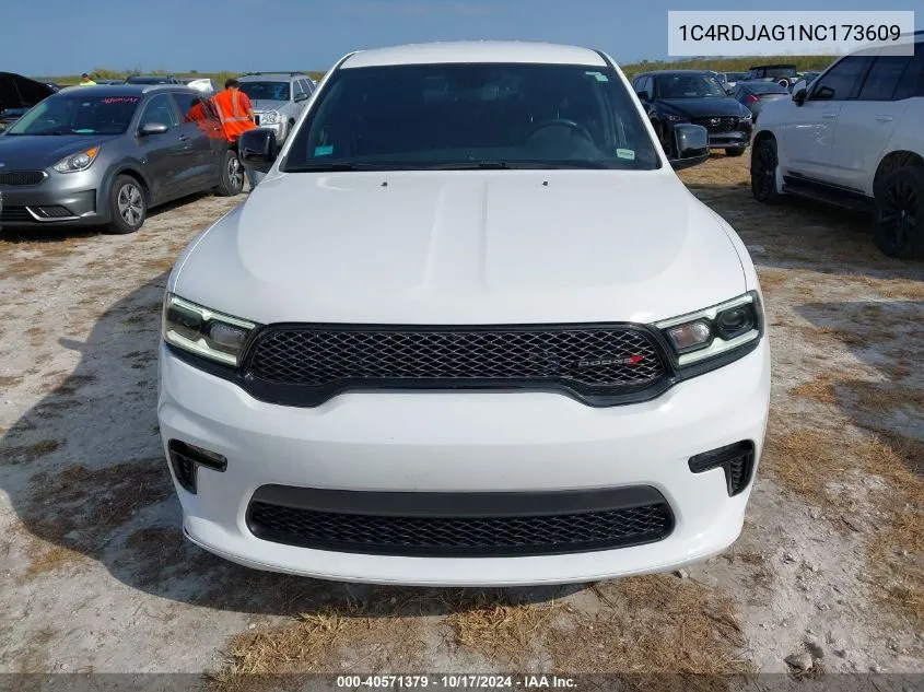 2022 Dodge Durango Sxt Awd VIN: 1C4RDJAG1NC173609 Lot: 40571379