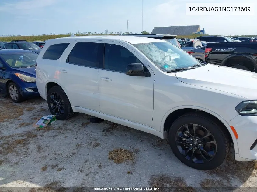 2022 Dodge Durango Sxt Awd VIN: 1C4RDJAG1NC173609 Lot: 40571379