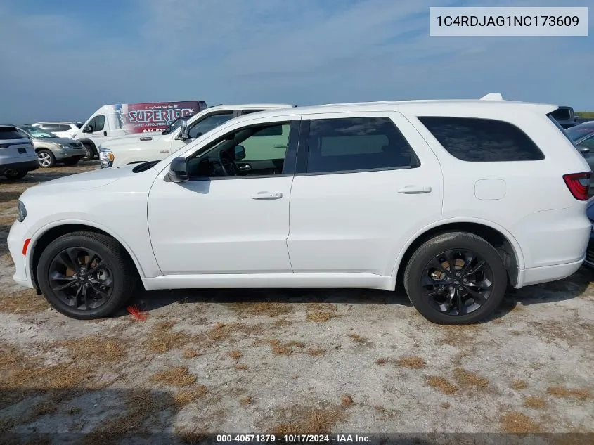 2022 Dodge Durango Sxt Awd VIN: 1C4RDJAG1NC173609 Lot: 40571379