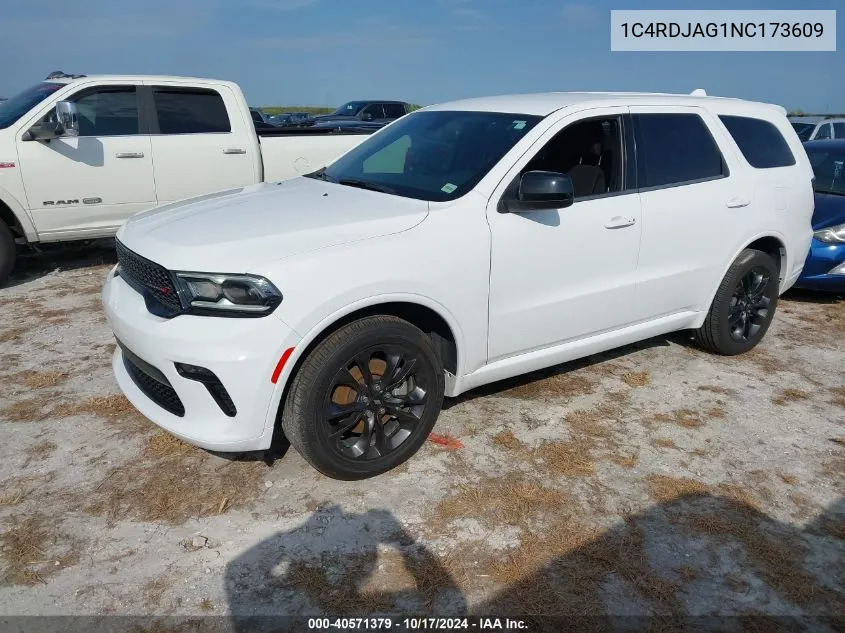 2022 Dodge Durango Sxt Awd VIN: 1C4RDJAG1NC173609 Lot: 40571379