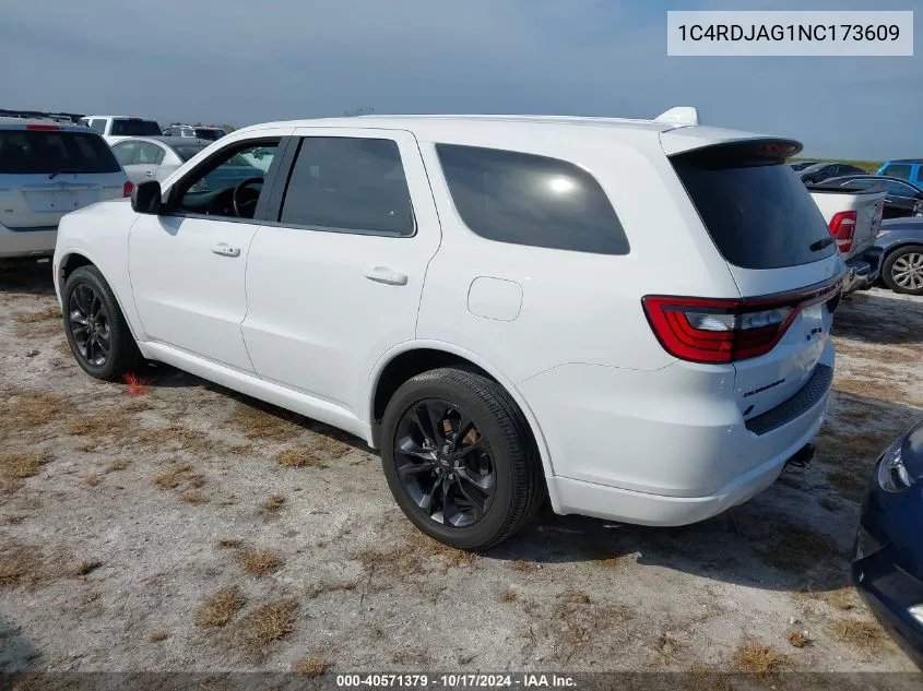 2022 Dodge Durango Sxt Awd VIN: 1C4RDJAG1NC173609 Lot: 40571379