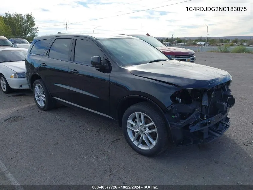 2022 Dodge Durango Gt Plus Awd VIN: 1C4RDJDG2NC183075 Lot: 40577726