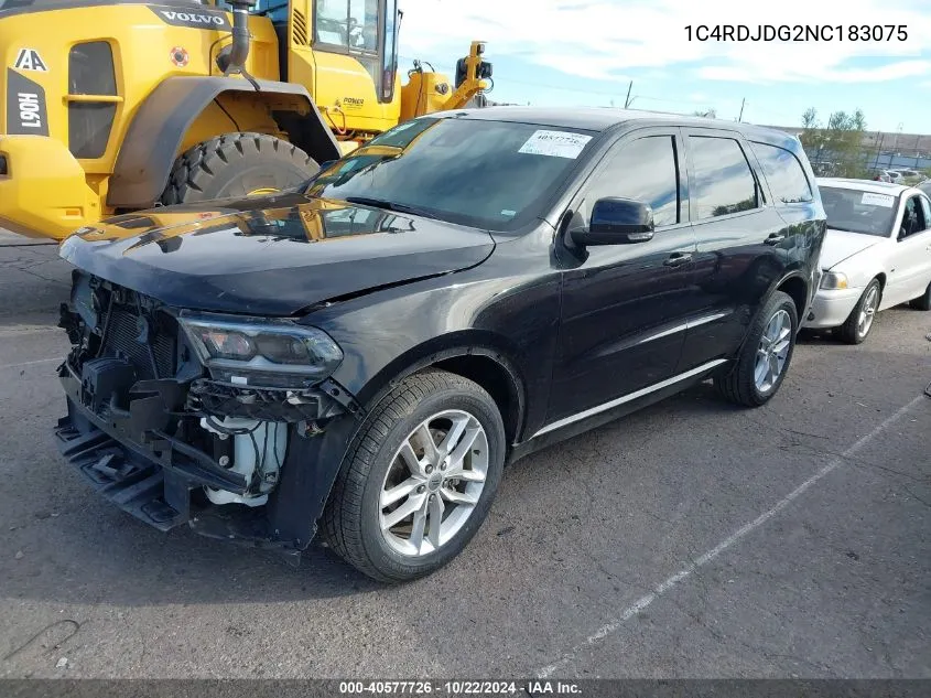 1C4RDJDG2NC183075 2022 Dodge Durango Gt Plus Awd