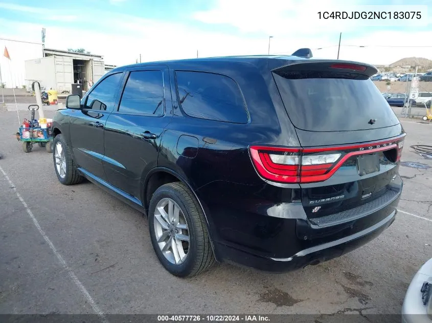 1C4RDJDG2NC183075 2022 Dodge Durango Gt Plus Awd