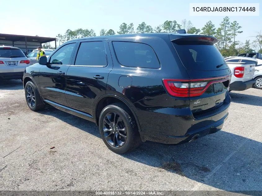 2022 Dodge Durango Sxt Awd VIN: 1C4RDJAG8NC174448 Lot: 40595132