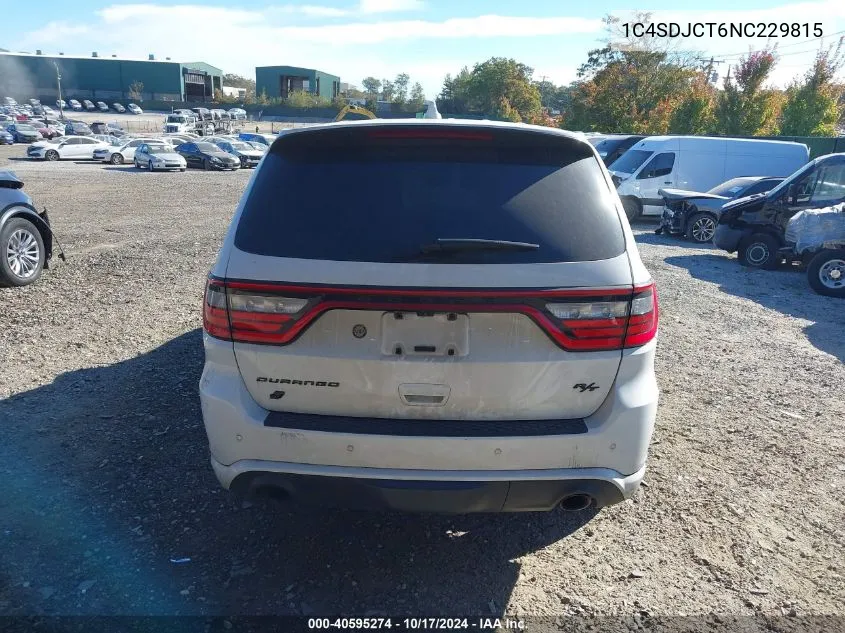 2022 Dodge Durango R/T VIN: 1C4SDJCT6NC229815 Lot: 40595274