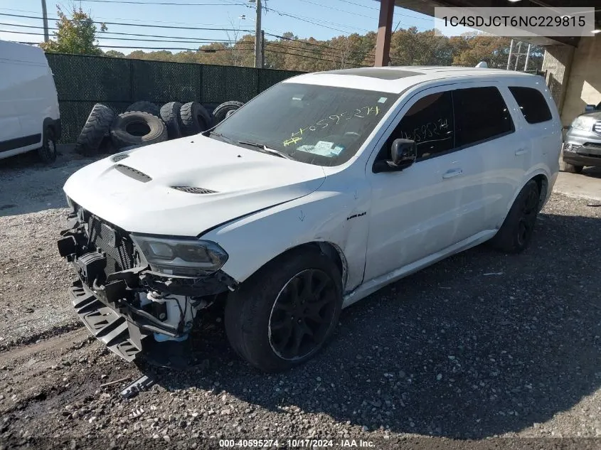 2022 Dodge Durango R/T VIN: 1C4SDJCT6NC229815 Lot: 40595274