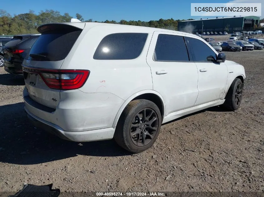 2022 Dodge Durango R/T VIN: 1C4SDJCT6NC229815 Lot: 40595274