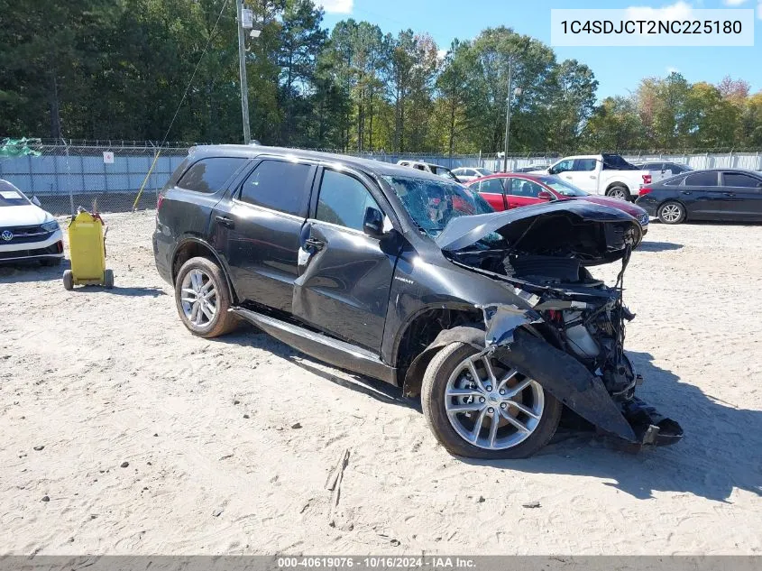 2022 Dodge Durango R/T Awd VIN: 1C4SDJCT2NC225180 Lot: 40619076