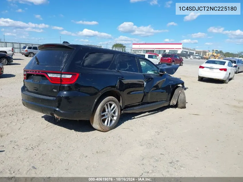 2022 Dodge Durango R/T Awd VIN: 1C4SDJCT2NC225180 Lot: 40619076