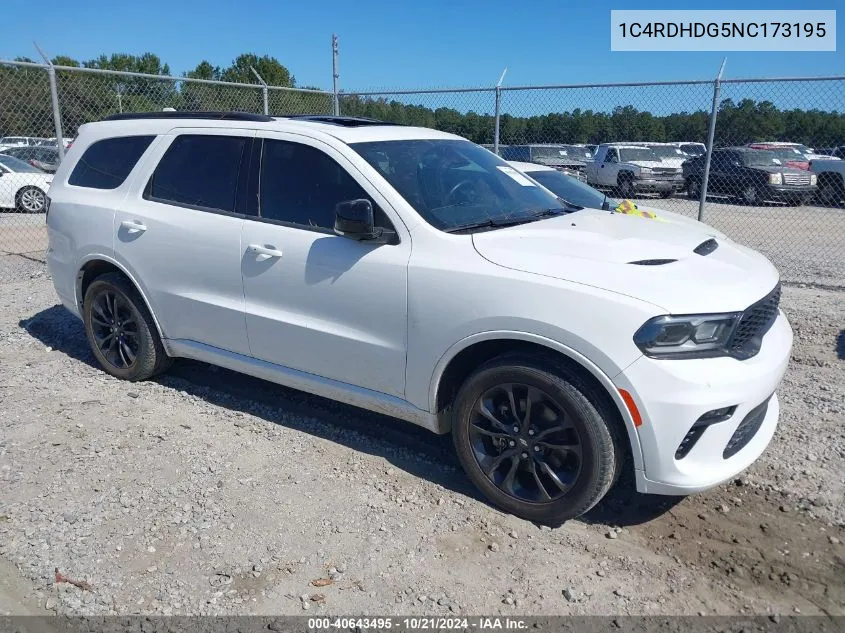 2022 Dodge Durango Gt Plus Rwd VIN: 1C4RDHDG5NC173195 Lot: 40643495