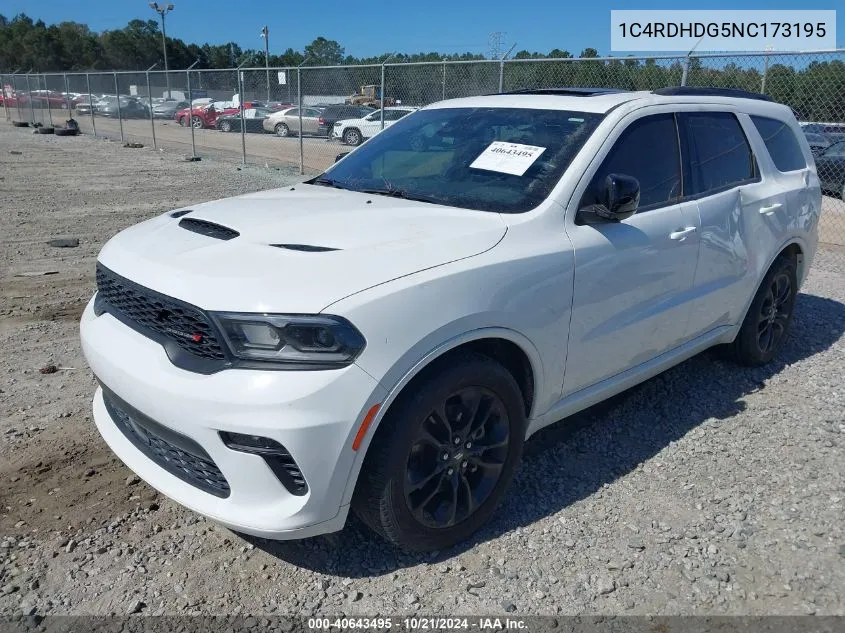 2022 Dodge Durango Gt Plus Rwd VIN: 1C4RDHDG5NC173195 Lot: 40643495