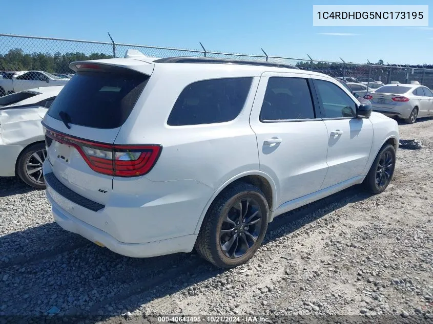 2022 Dodge Durango Gt Plus Rwd VIN: 1C4RDHDG5NC173195 Lot: 40643495