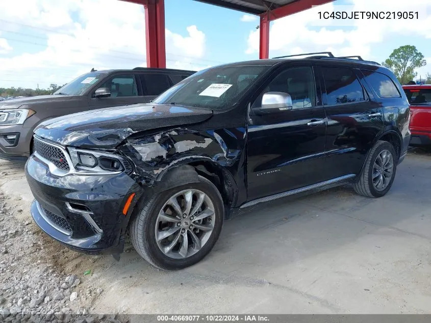 1C4SDJET9NC219051 2022 Dodge Durango Citadel Awd