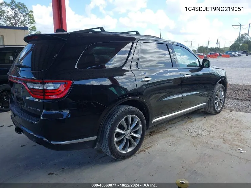 2022 Dodge Durango Citadel Awd VIN: 1C4SDJET9NC219051 Lot: 40669077