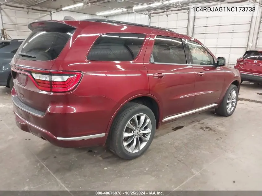 2022 Dodge Durango Sxt Awd VIN: 1C4RDJAG1NC173738 Lot: 40676878