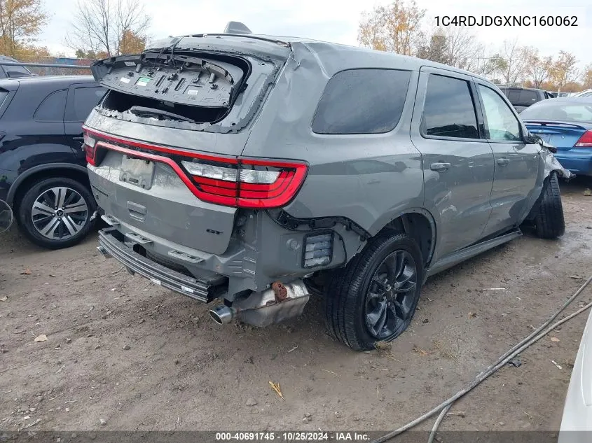 2022 Dodge Durango Gt Awd VIN: 1C4RDJDGXNC160062 Lot: 40691745