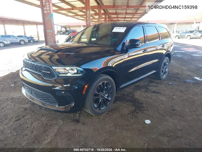 2022 Dodge Durango Gt Plus Rwd VIN: 1C4RDHDG4NC159398 Lot: 40702715