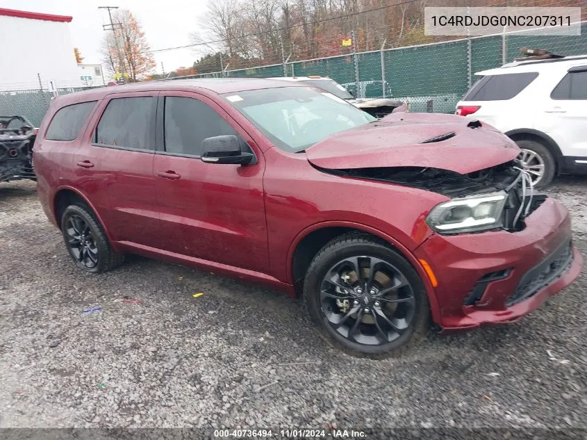 2022 Dodge Durango Gt Plus Awd VIN: 1C4RDJDG0NC207311 Lot: 40736494