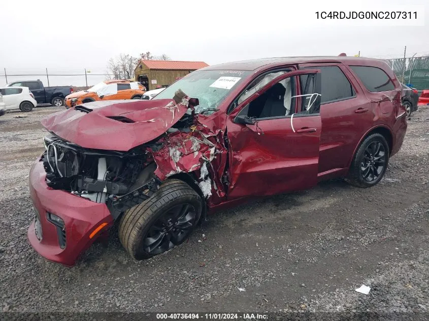 2022 Dodge Durango Gt Plus Awd VIN: 1C4RDJDG0NC207311 Lot: 40736494